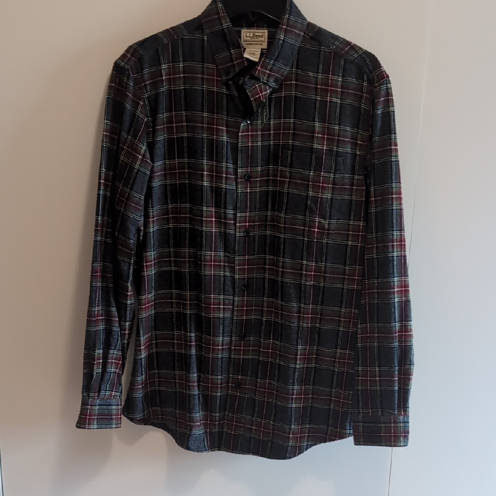 L.L. Bean Men's Casual Plaid Shirt - Black, Green, Red